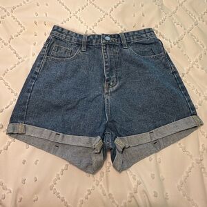 SHEIN Cuffed Denim High Waist Shorts Size Medium